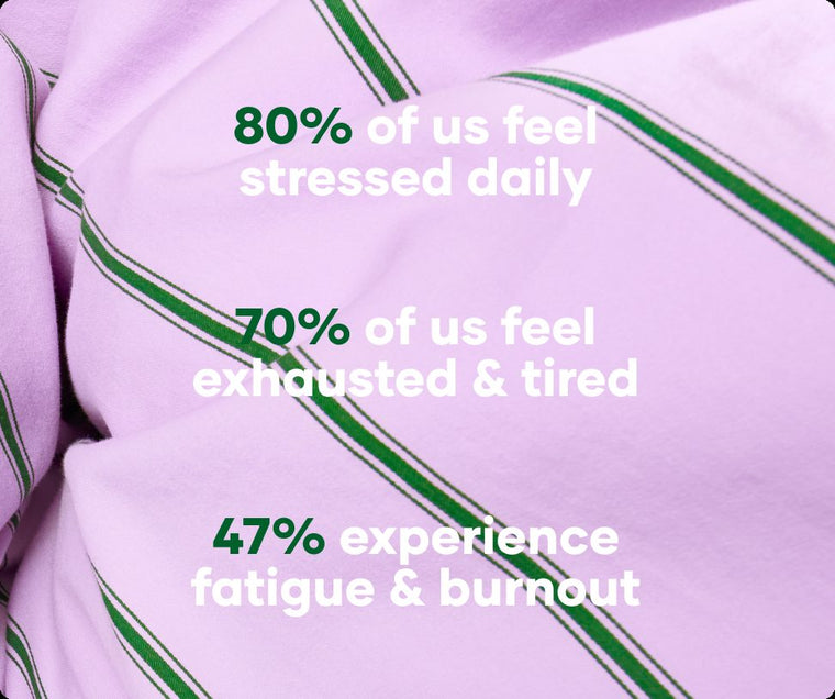 Stress and exhaustion statistics over a lilac striped sheet from Flewd